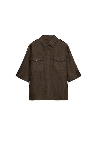ZW COLLECTION LINEN POCKET SHIRT