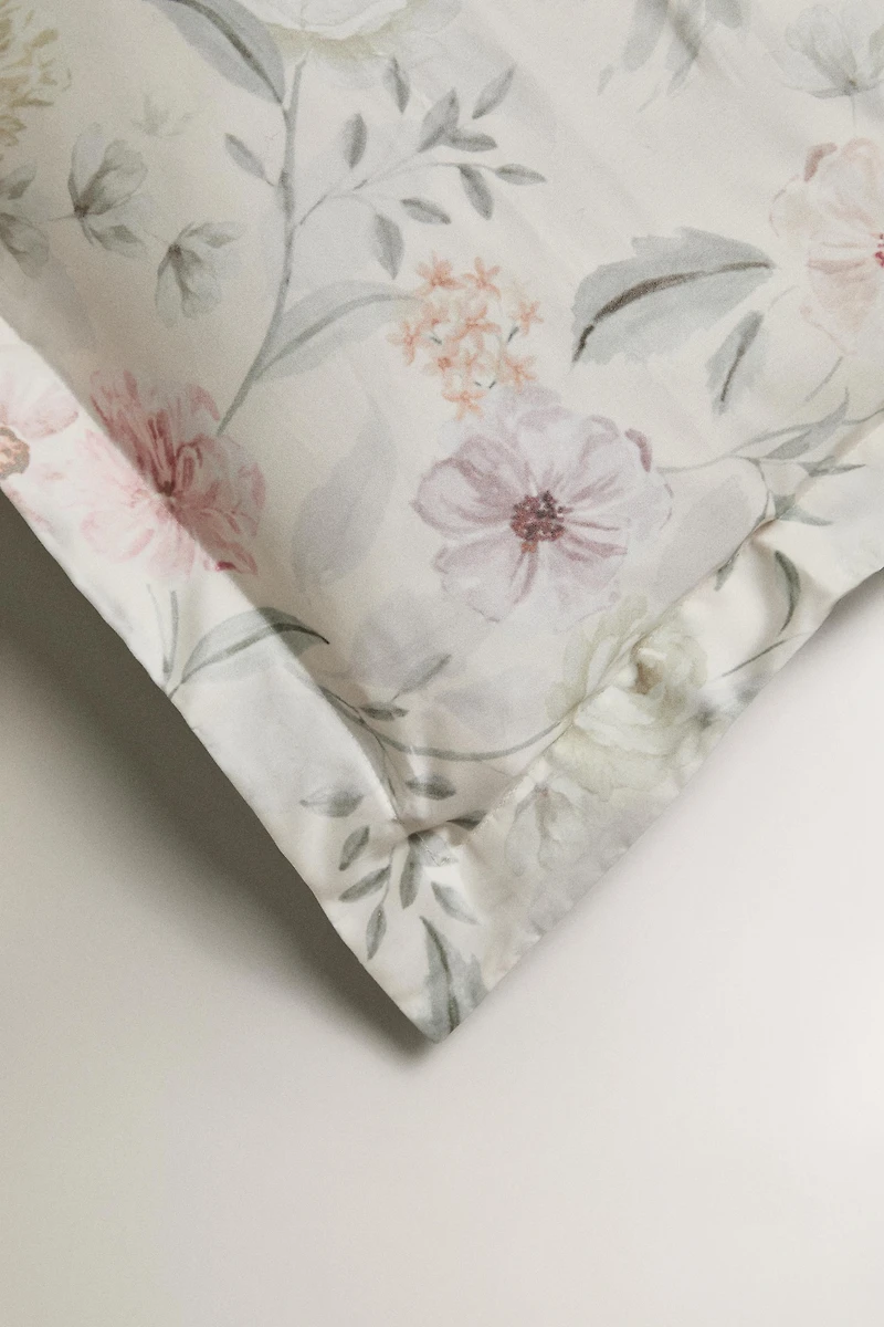 FLORAL SATEEN PILLOWCASE