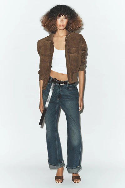 RIB HIGH COLLAR BOMBER JACKET