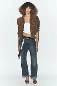 RIB HIGH COLLAR BOMBER JACKET