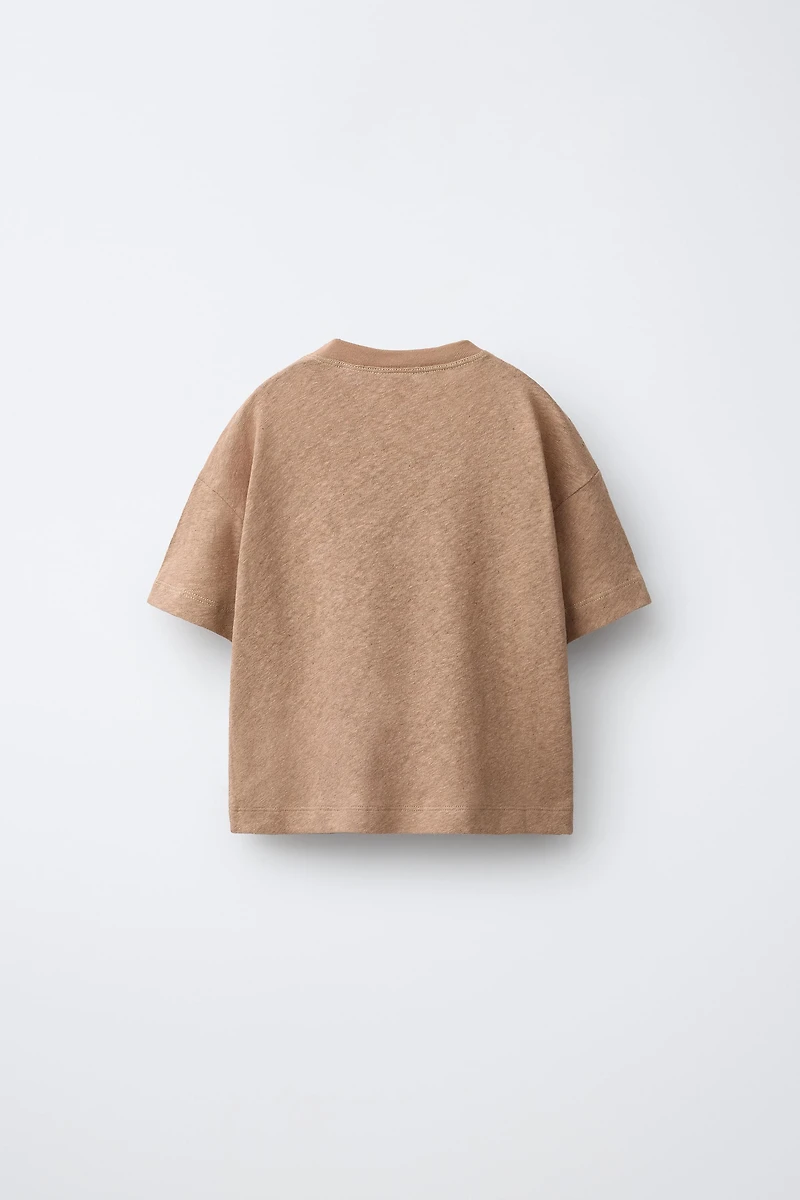 T-SHIRT EN COTON ET LIN AVEC INSCRIPTION