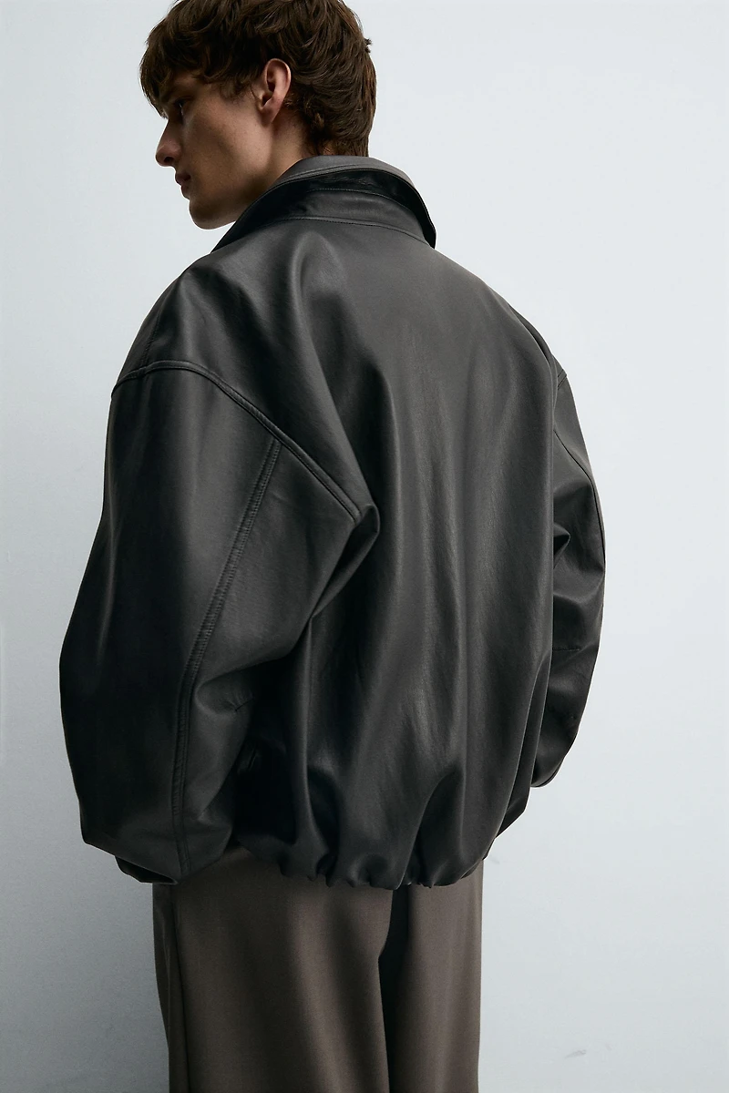FAUX LEATHER BOMBER JACKET