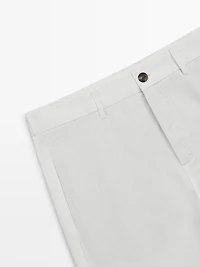 Linen blend tapered fit trousers