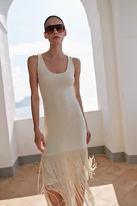 TEXTURED FRINGED DRESS
