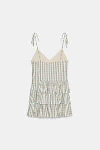 PLAID RUFFLED MINI DRESS