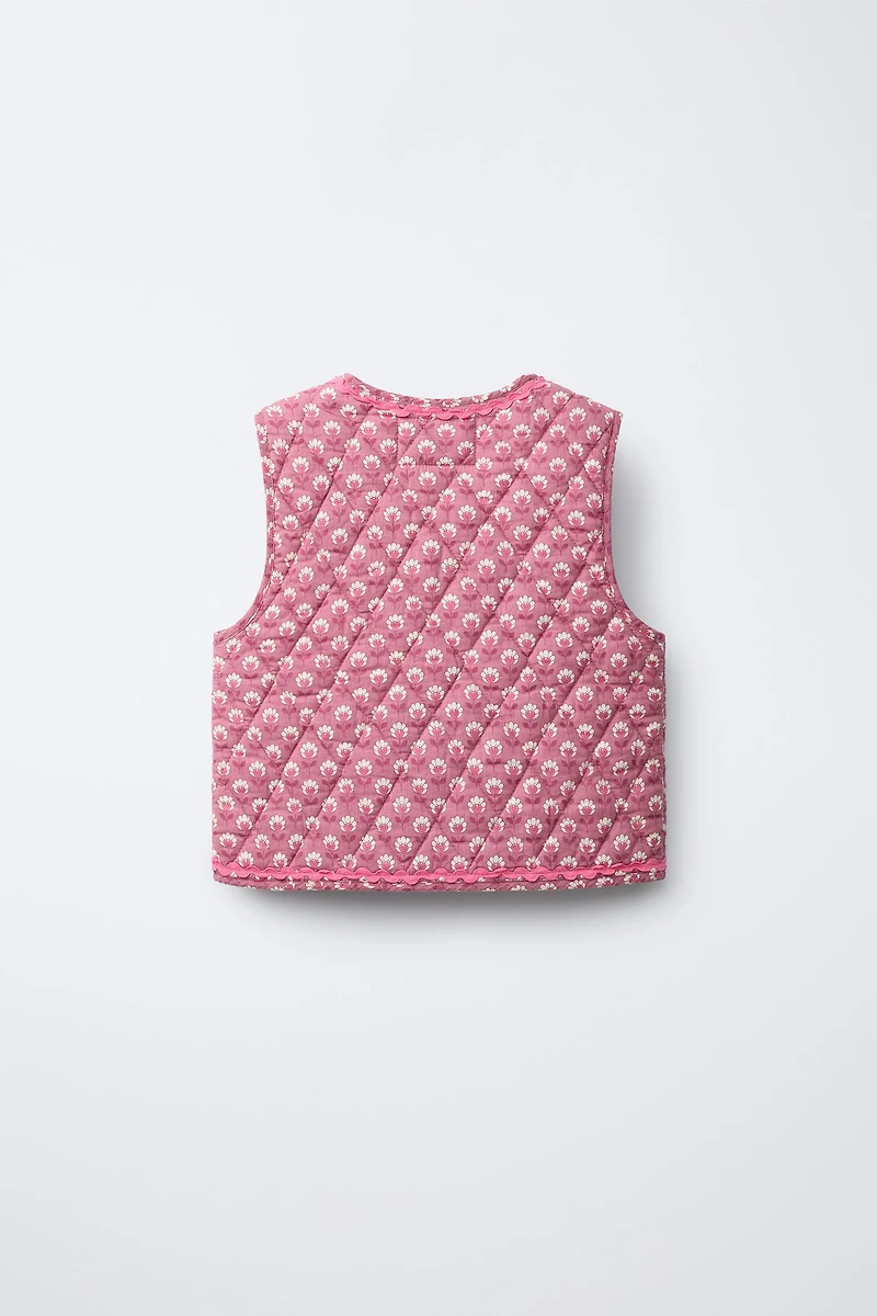 FLORAL BOW QUILTED VEST