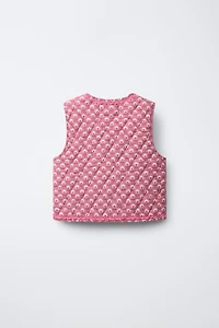 FLORAL BOW QUILTED VEST