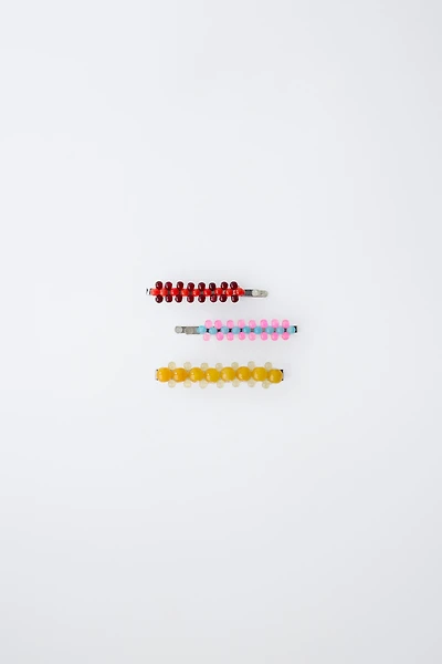 PACK OF THREE BEADED HAIR CLIPS
