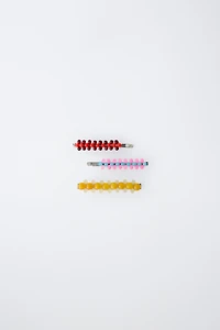 PACK OF THREE BEADED HAIR CLIPS
