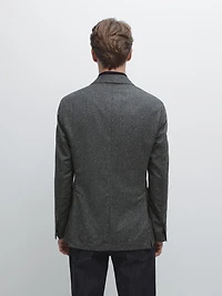 Blazer à carreaux texturé en laine mélangée