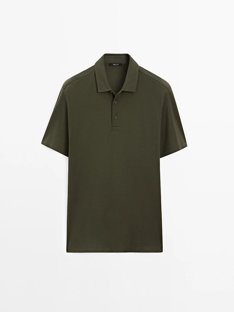 Textured short sleeve polo shirt