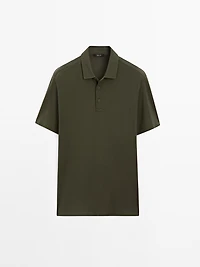 Textured short sleeve polo shirt