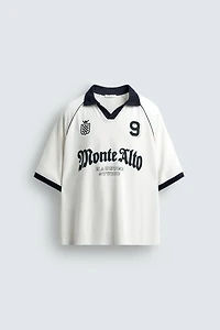RETRO FOOTBALL PRINT POLO SHIRT