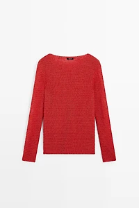 Boat neck knit sweater