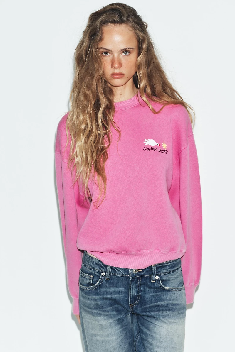 AGUSTINA SHUAN PRINT WASHED EFFECT SWEATSHIRT