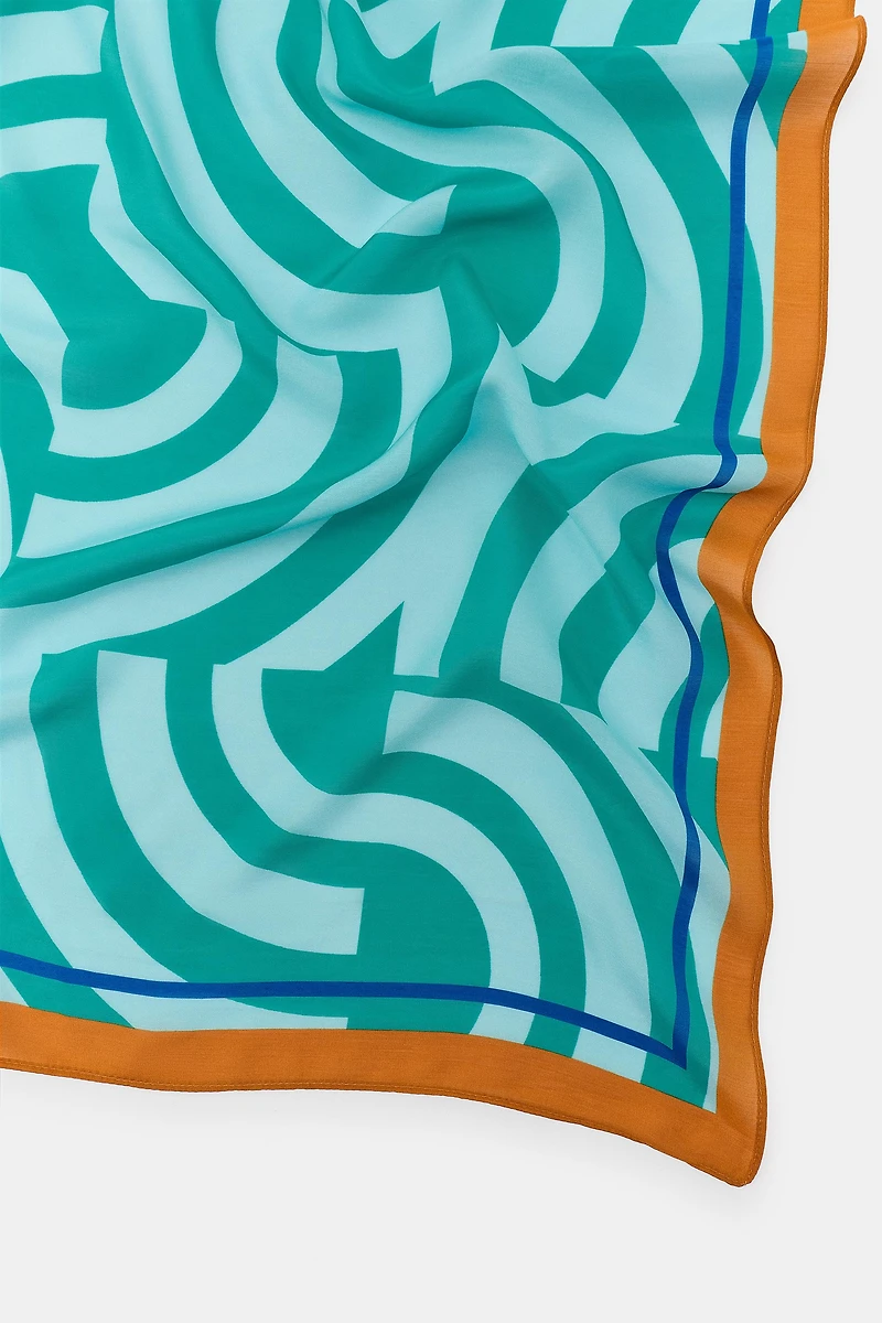 WAVE PRINT SILK SCARF