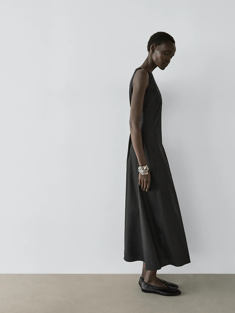 Long flowing linen blend dress