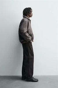 RELAXED FIT FAUX LEATHER JACKET