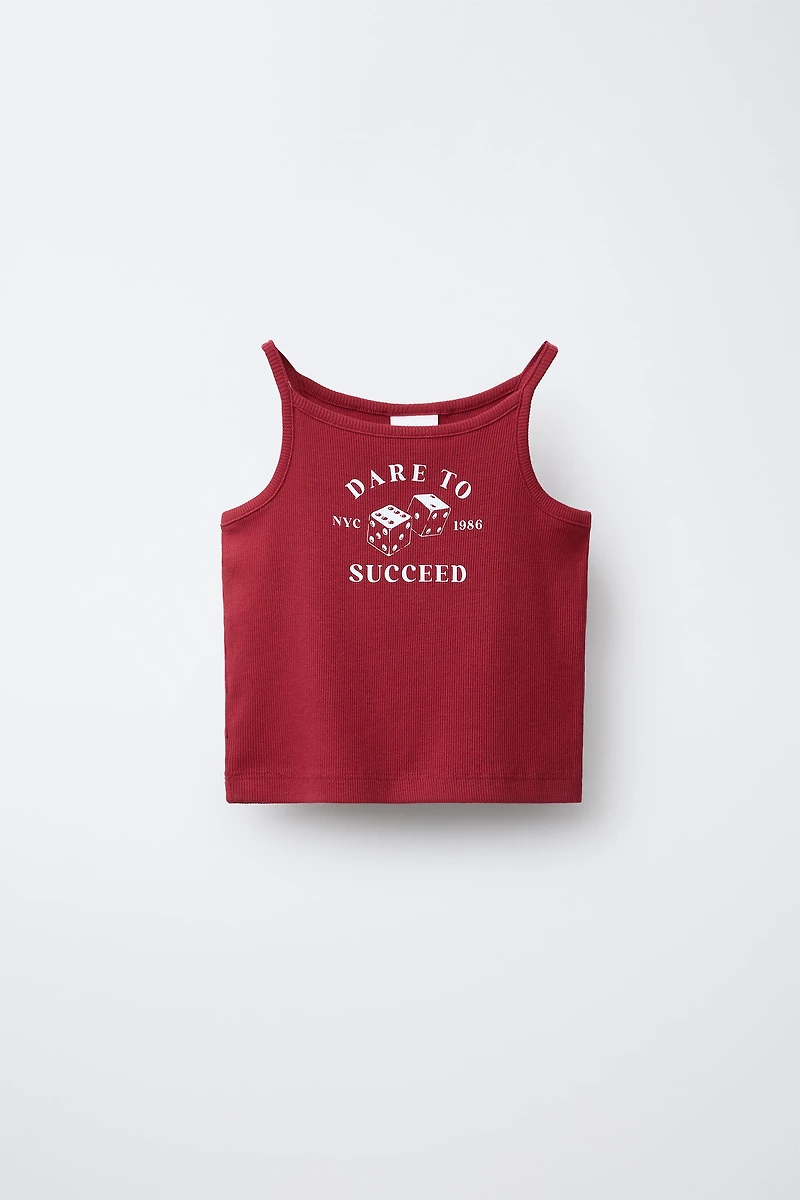 RIBBED TEXT TOP