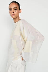 Blouse à col bateau imprimé patchwork