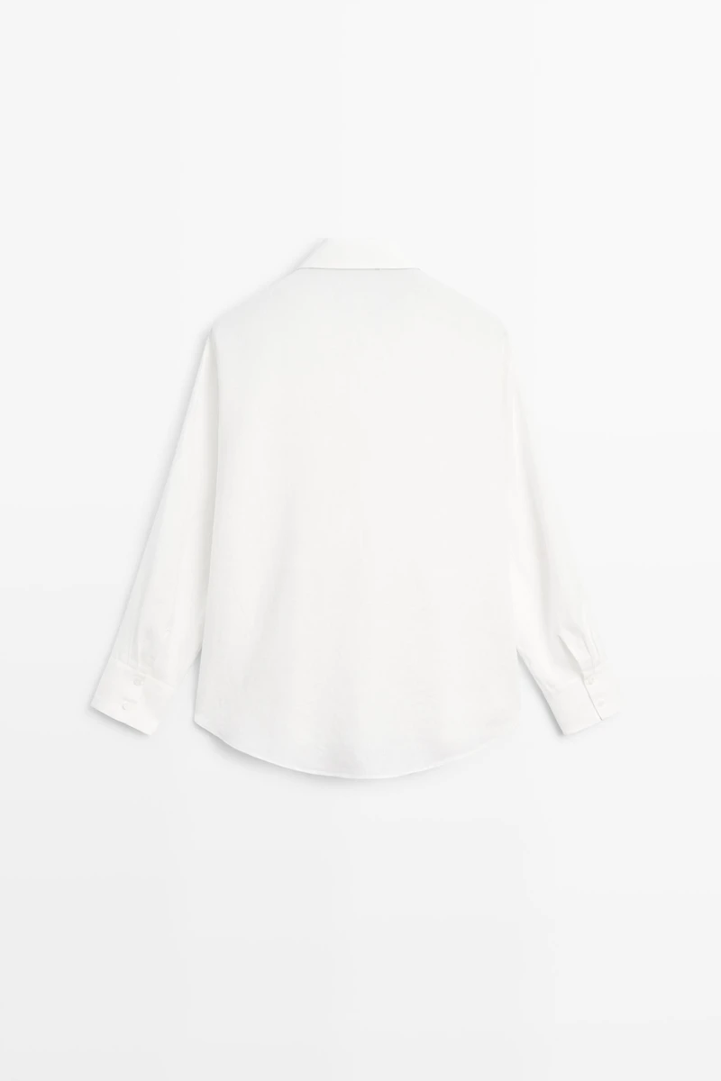 100% linen shirt with bib detail