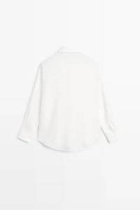 100% linen shirt with bib detail