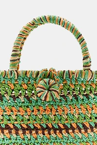 MINI SAC PANIER TRESSÉ À RAYURES