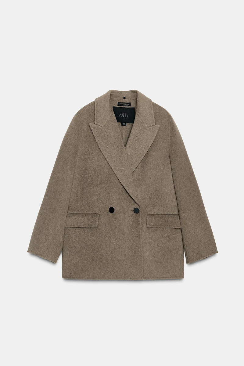 WOOL BLEND BLAZER WITH FAUX FUR COLLAR ZW COLLECTION