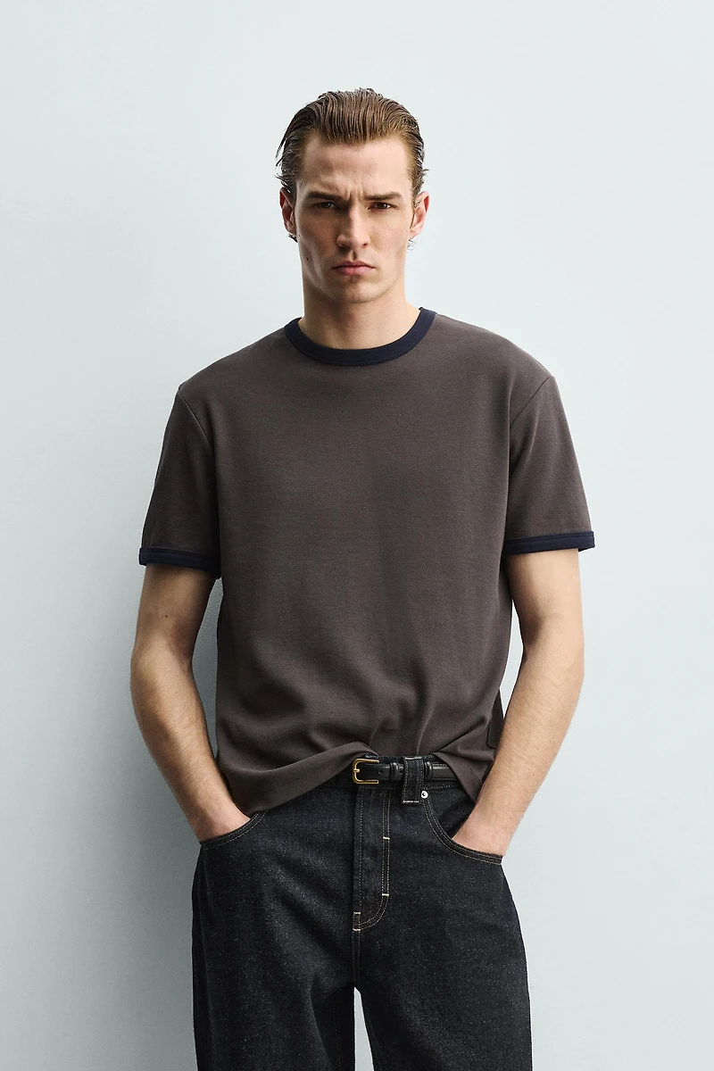 BASIC CONTRAST RIB T-SHIRT