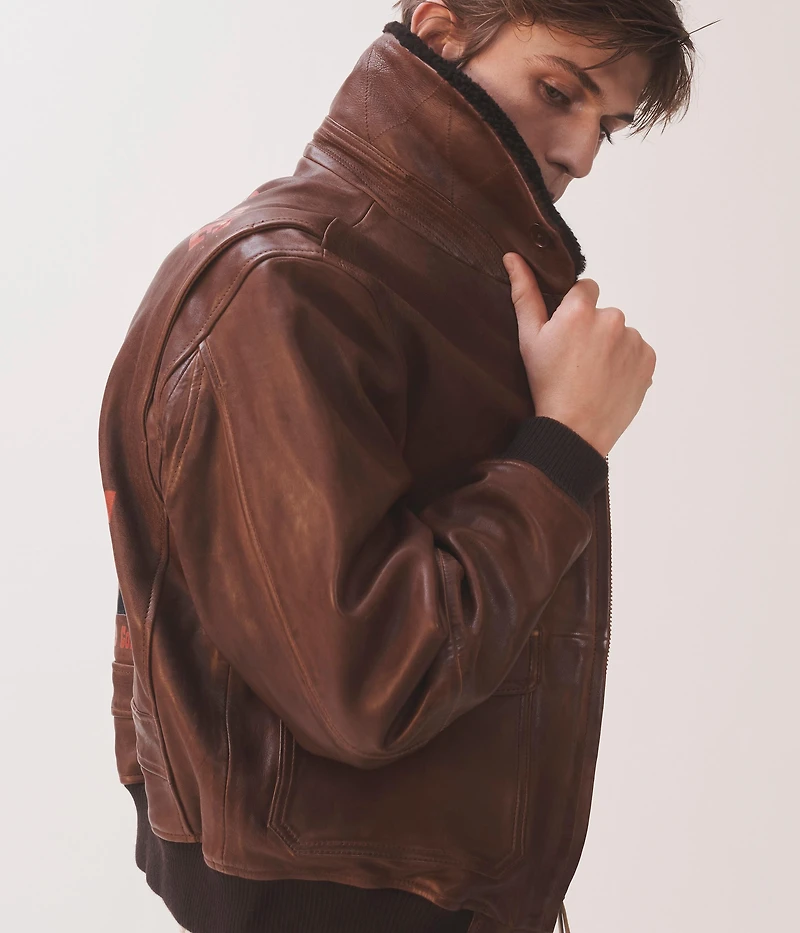 DAVID BAILEY LEATHER AVIATOR JACKET