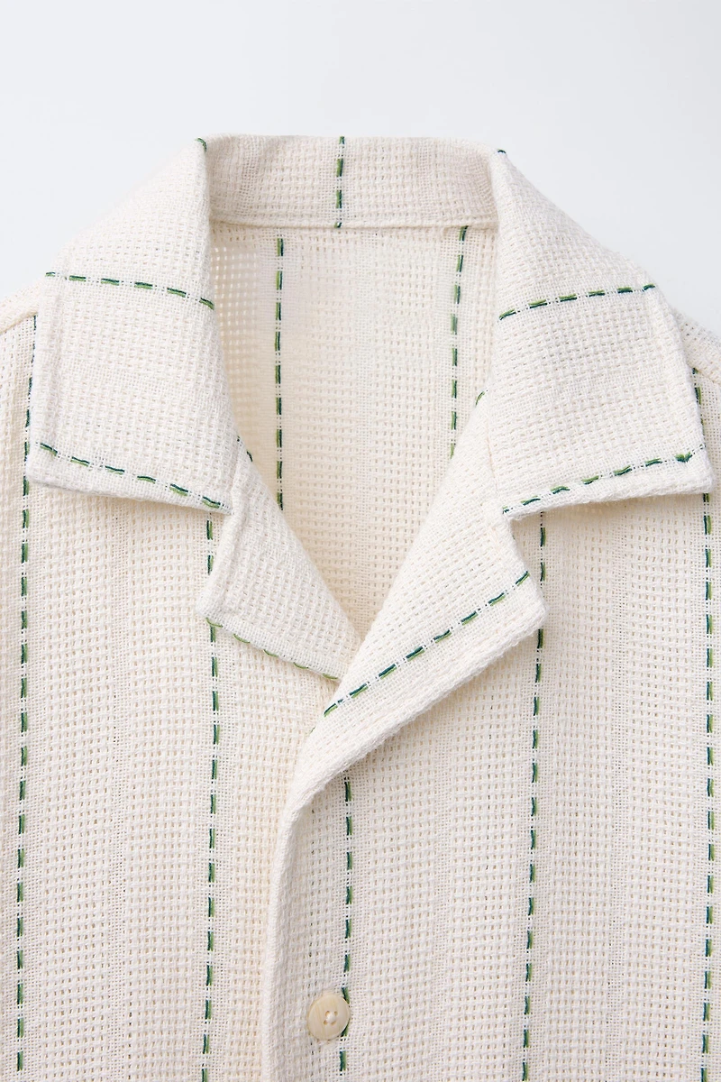 CHEMISE RUSTIQUE BRODERIE RAYURES