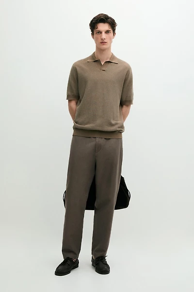 100% cotton textured knit polo sweater