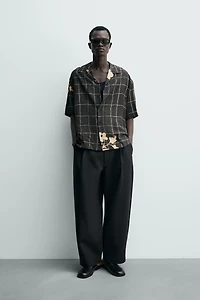 COMBINATION PRINT FLOWY SHIRT