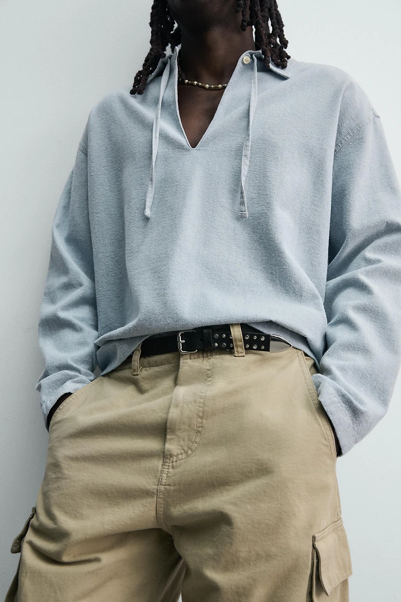 LIGHTWEIGHT DENIM POLO SHIRT