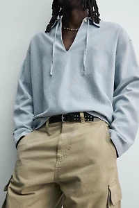 LIGHTWEIGHT DENIM POLO SHIRT