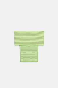 STRIPED OFF-SHOULDER KNIT TOP