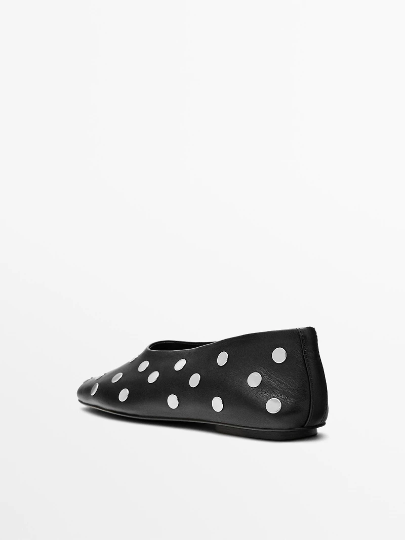 Studded ballet flats with square vamp