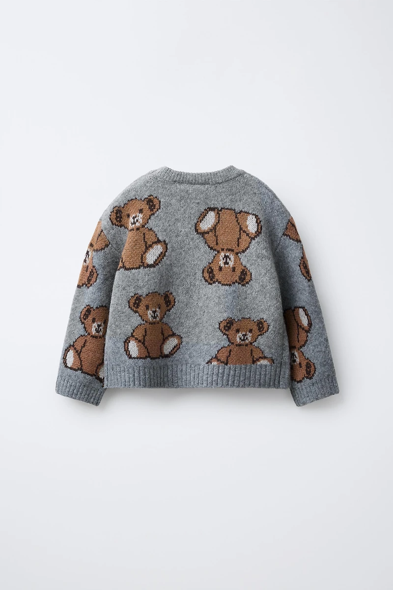 BEAR PRINT KNIT SWEATER