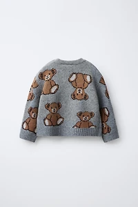BEAR PRINT KNIT SWEATER
