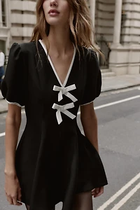 CONTRAST BOW MINI DRESS