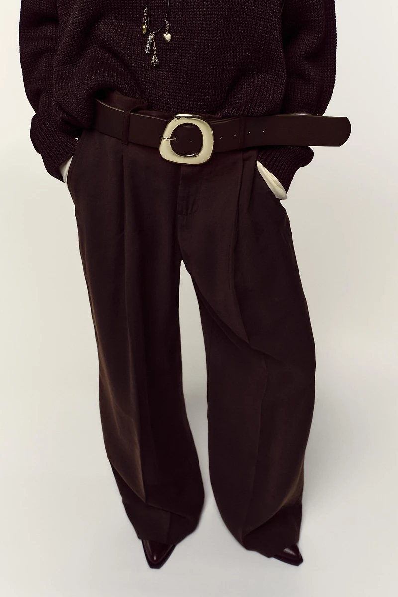 WIDE LEG BELTED PANTS