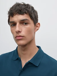 Micro textured piqué cotton polo shirt