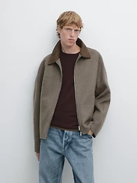 Jacket with double wool collar detail