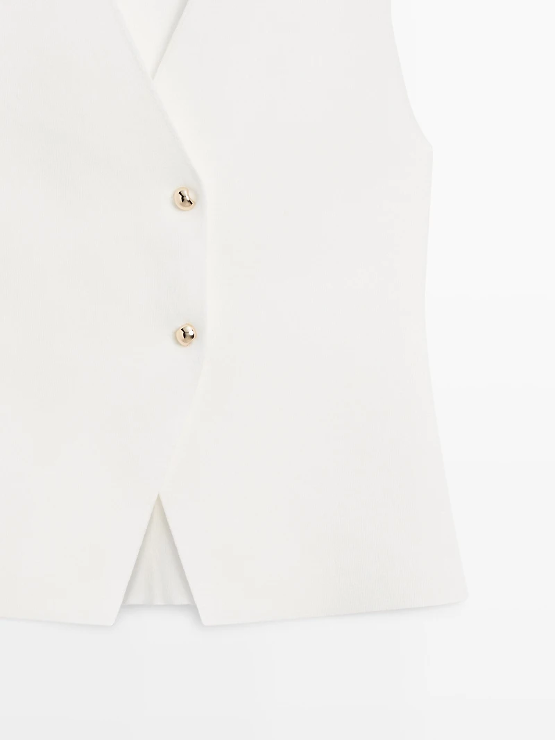Gilet en maille à col V et boutons