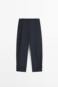Pantalon fluide bande boutonnée lin