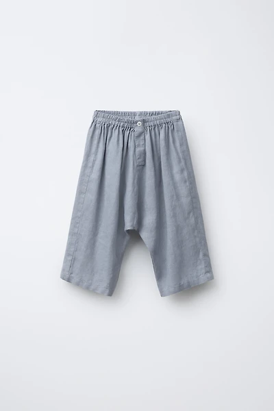 100% LINEN WIDE-LEG PANTS