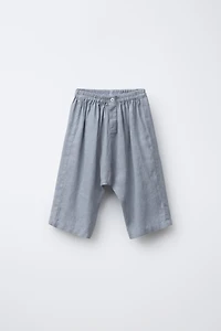 100% LINEN WIDE-LEG PANTS