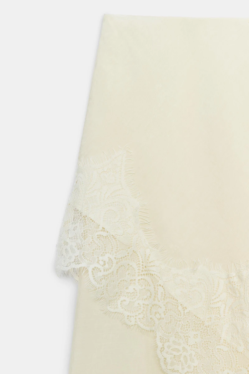 WIDE LEG PAREO PANTS WITH LACE
