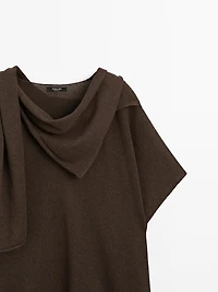 Knit cape with scarf