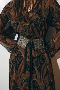 CEINTURE LARGE EN CUIR À BOUCLE TRAVAILLÉE